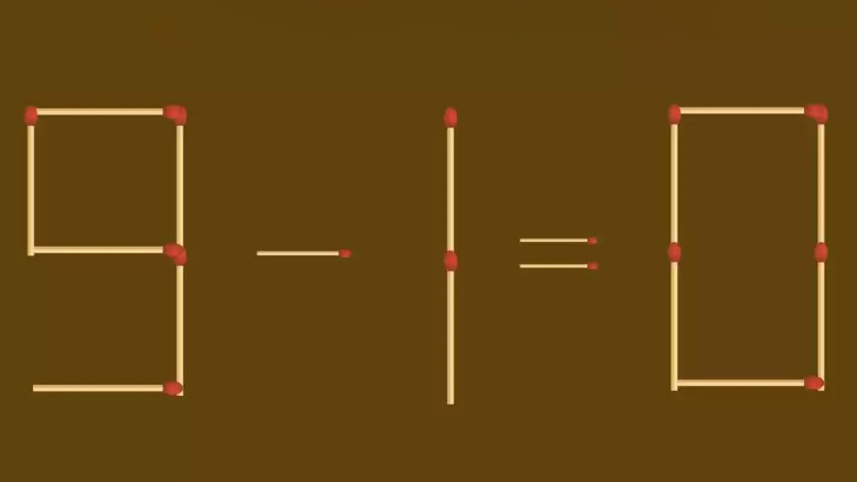 Casse-tête d’allumettes : corrigez l'équation 9-1=0 en ajoutant 1 seule correspondance