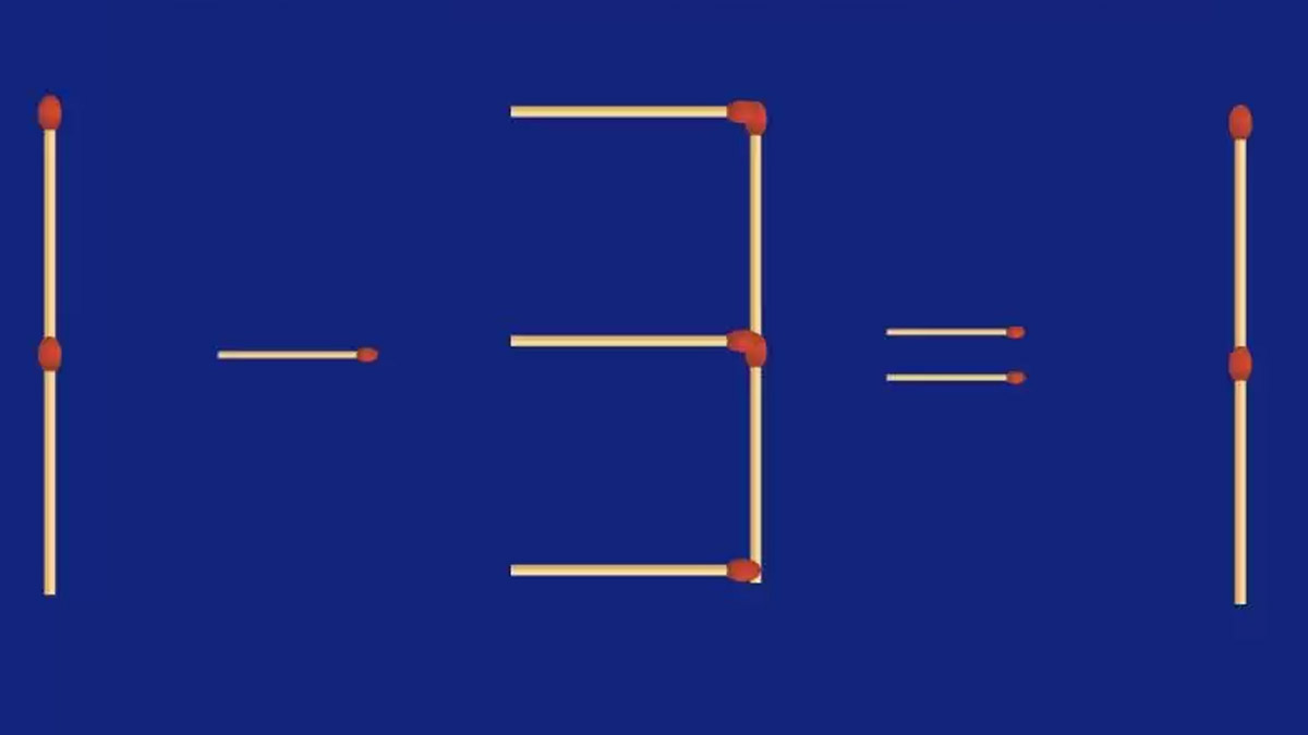 Casse-tête d’allumettes : Équilibrez l'équation 1-3 = 1 avec juste 2 bâtons de plus