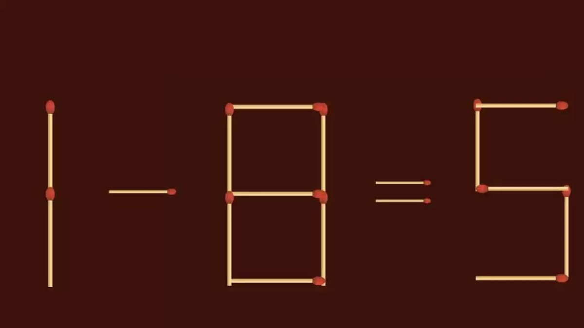 Puzzle d'allumettes : résolvez l'équation mathématique 1-8 = 5 en déplaçant 2 bâtons seulement