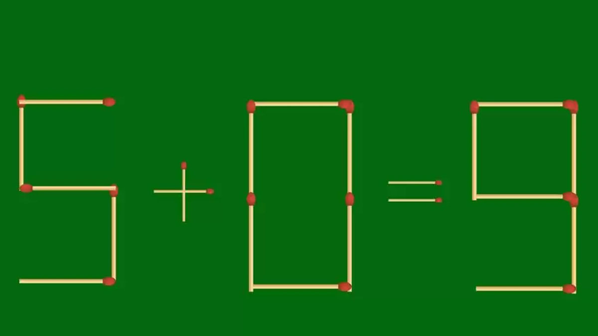 Casse-tête d'allumettes : Corrigez l'équation 5 + 0 = 9 avec 1 bâton de plus