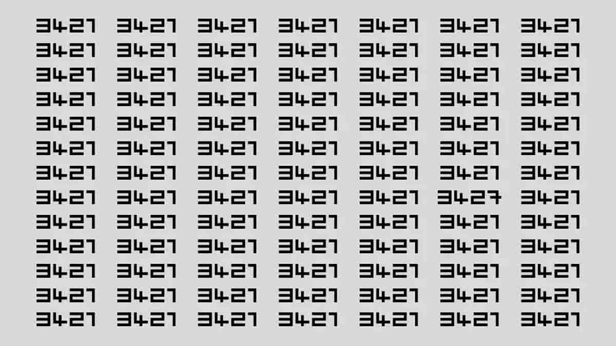 Défi d’observation : Si vous avez des yeux perçants, repérez le nombre 3427 caché parmi 3421 en 10 secondes