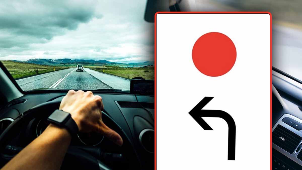 Ce panneau de signalisation à point rouge et flèche noire, que signifie-t-il ?