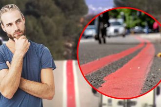 Marquage au sol : que veut dire l'épaisse ligne rouge en plein milieu de la route ?