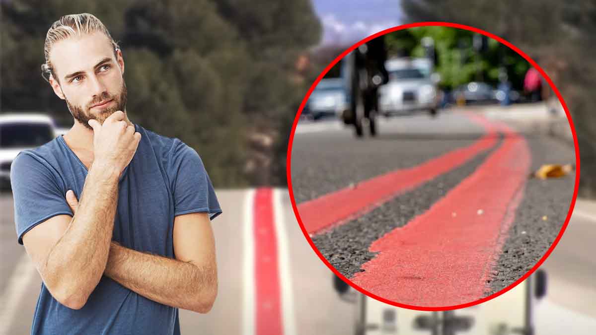 Marquage au sol : que veut dire l'épaisse ligne rouge en plein milieu de la route ?